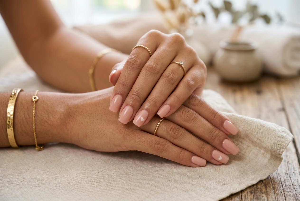Uñas Soñadas: Acrílico Resistente con Acabado de Lujo y Diseño Sutil